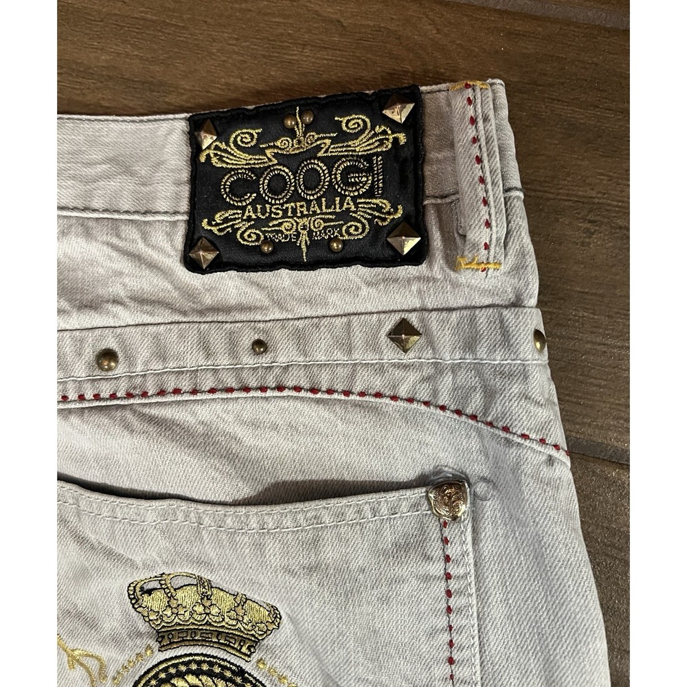 COOGI Men's Australia Jeans Size 42x35 Embroidered Logo Gray Denim Distressed - Picture 16 of 16